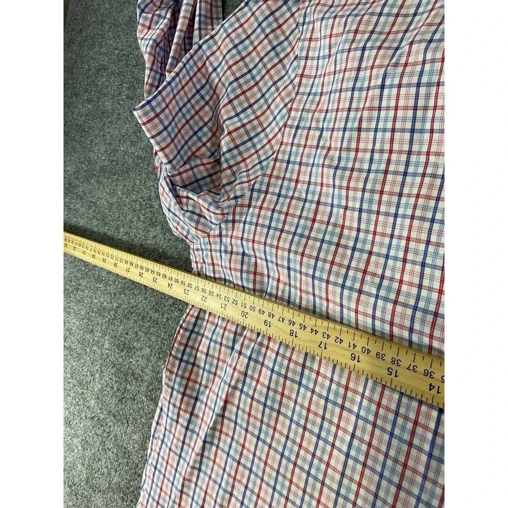 Charles Tyrwhitt Slim Fit Dress Shirt Mens 17/35 Blue Red Check Non Iron LS
